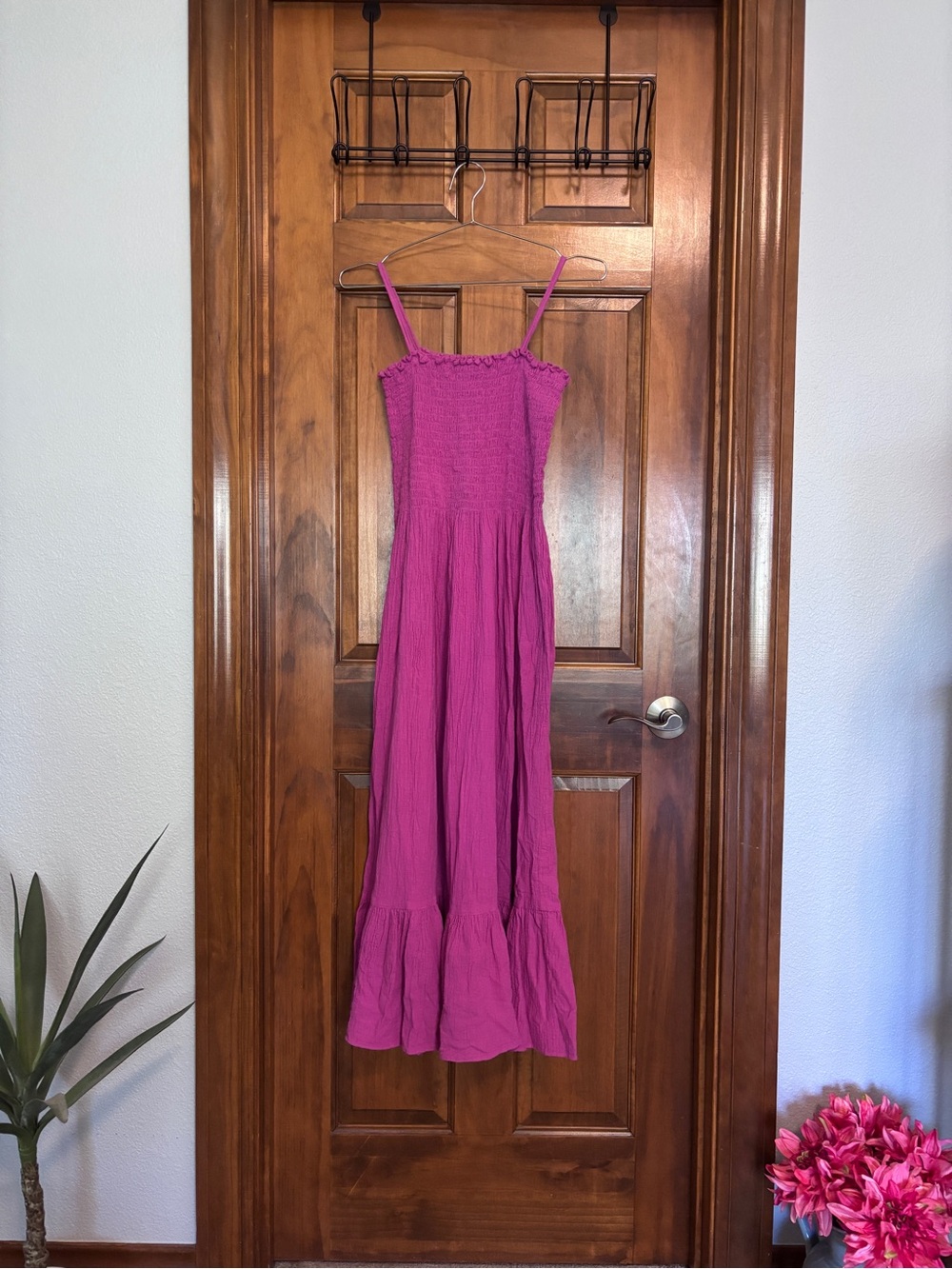 Pink Cotton Gauze Spaghetti-Strap Dress by Banner New York